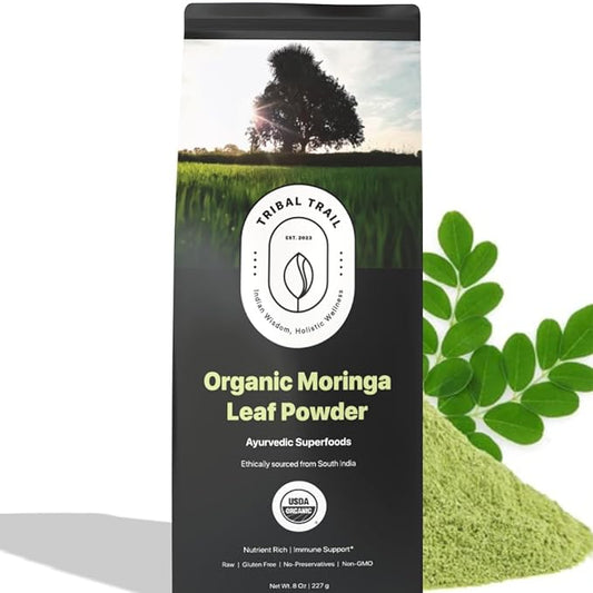 Organic Moringa Powder | 8.01 oz | USDA Organic & Non-GMO | Raw from India | Moringa Oleifera | Immune Support, Antioxidants, Healthy Hair