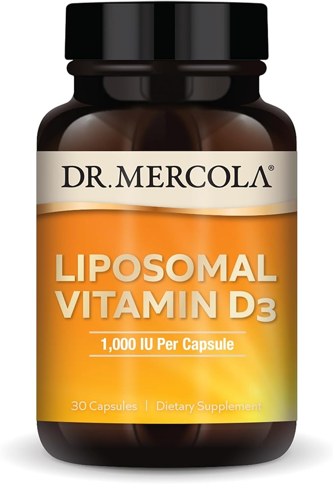 Dr. Mercola Liposomal Vitamin D3, 30 Servings (30 Capsules), 1,000 IU Per Capsule, Dietary Supplement, Immune Support, Non-GMO