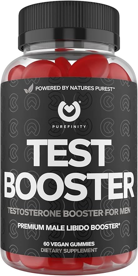 Testosterone Booster for Men – Male Performance Supplement with Horny Goat Weed for Men, L-Arginine, Maca Root, Saw Palmetto & Tribulus – Boost Vitality, Strength & Energy - 60 Gummies