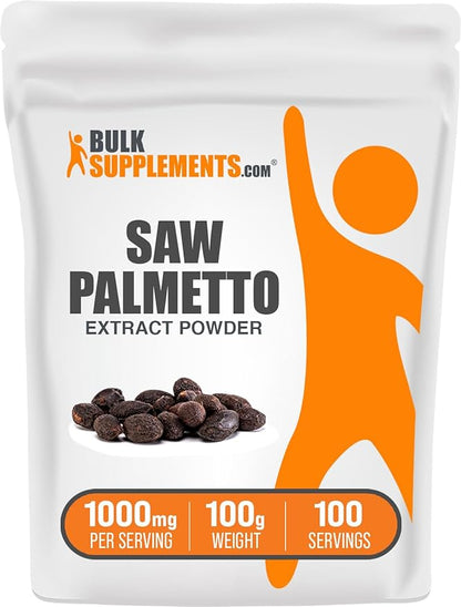 BulkSupplements.com Saw Palmetto Extract Powder - Serenoa Repens, Saw Palmetto Supplement, Saw Palmetto Powder - Vegan & Gluten Free, 1000mg per Serving, 100g (3.5 oz) (Pack of 1)