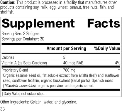 Standard Process Chlorophyll Complex - Immune Support, Antioxidant Activity, Skin Health and Hair Health Support with Vitamin A, Sunflower Lecithin, Buckwheat, Spanish Moss, and More - 60 Softgels