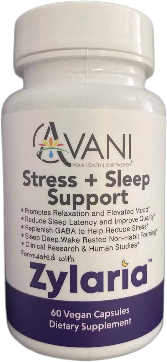 Zylaria Plus Sleep Support - zZz Sleep Aid and Adrenal Fatigue Supplement - Fall Asleep Faster and Wake Up Less During The Night + 20:1 Valerian Root Extract - 60 Vegan Capsules