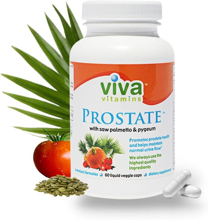 Prostate Health Vitamins Men with Pygeum, Saw Palmetto, and Pumpkin Seed Oil, Prostate Shrinking Supplement for Enlarged Prostate, Supports Prostate Pro Health, 60, Veggie Caps