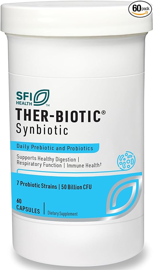 Klaire Labs Ther-Biotic Synbiotic Probiotic & a Prebiotic - Digestive Health & Immune Support∗ - Lactobacillus & Bifidobacterium Strains - Low-FODMAP Probiotic Supplement for Men & Women (60 Capsules)