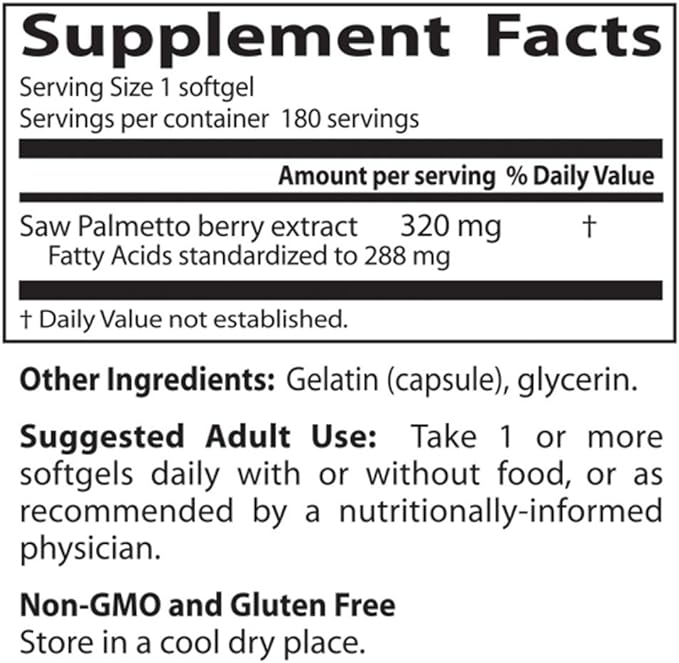 Doctor's Best Saw Palmetto 320 Mg Softgels, 180 Count