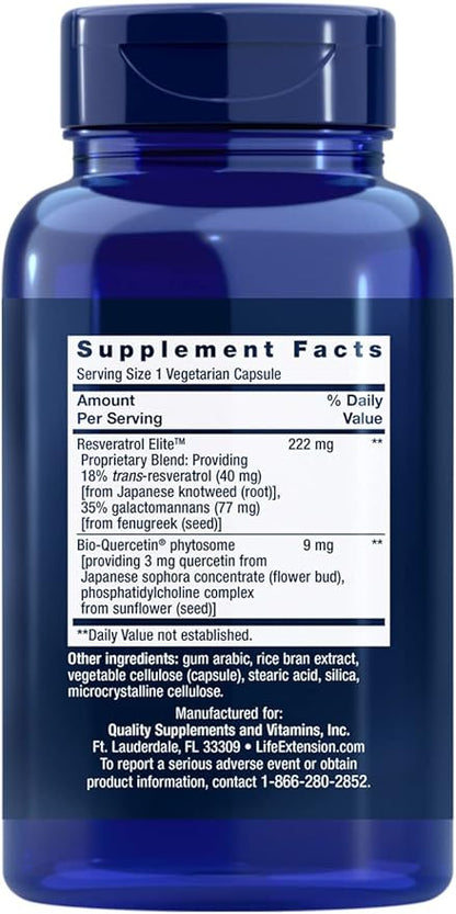 Life Extension Optimized Resveratrol Elite with 60 Vegetarian Capsules and N-Acetyl-L-Cysteine Immune & Respiratory Support with 60 Capsules