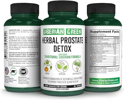 Herbal Prostate Detox 60 Capsules – Saw Palmetto Burdock Pumpkin Traditional Siberian Formula