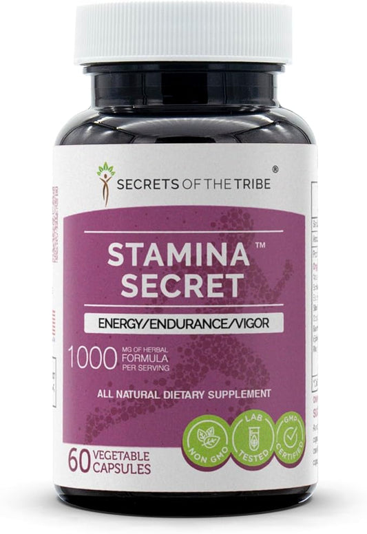 Stamina Secret 60 Capsules, 1000 mg, Maca, Schisandra, Eleuthero Siberian Ginseng, Gotu Kola, Barrenwort - Horny Goat Weed, Rhodiola. Energy/Endurance/Vigor (60 Capsules)