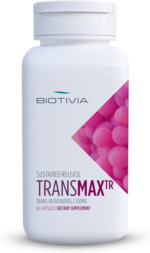 Transmax Time Release. 500mg of Trans-resveratrol + Polydatin for More Bio-Availability. High Potency. 100% Vegetarian. Premium Resveratrol Product. Physician's Choice. 60 Tablets.