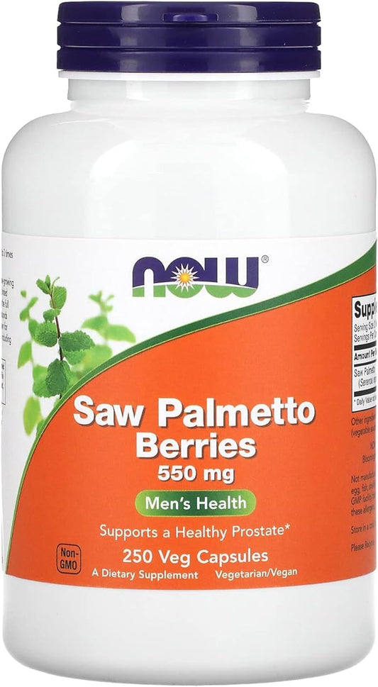 NOW Supplements, Saw Palmetto Berries (Serenoa repens) 550 mg, Men's Health*, 250 Veg Capsules