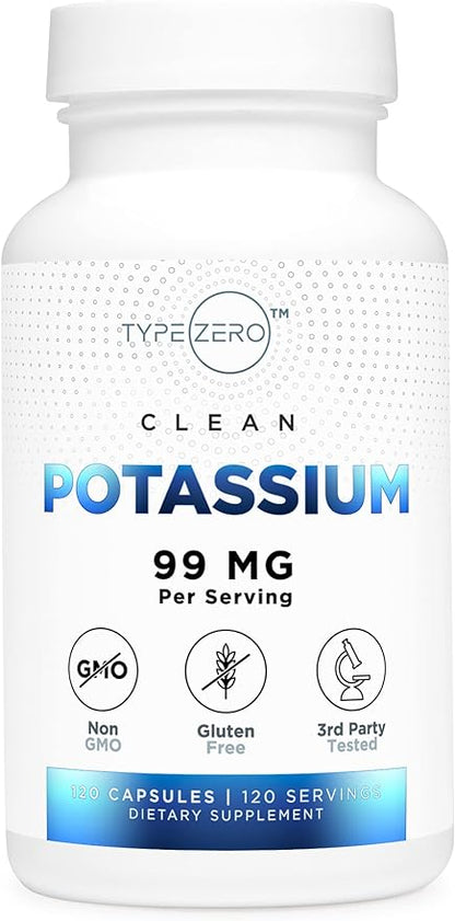 Type Zero Potassium Citrate (99mg, 120 Capsules) - Gluten Free, Non-GMO