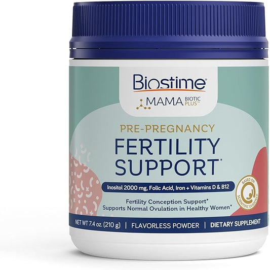 Biostime Mamabiotic Fertility and Conception Support Inositol Supplement | Folic Acid, Zinc, Selenium, Iron, Vitamins | PCOS Supplement | Supports Normal Ovulation in Women | 7.4 OZ