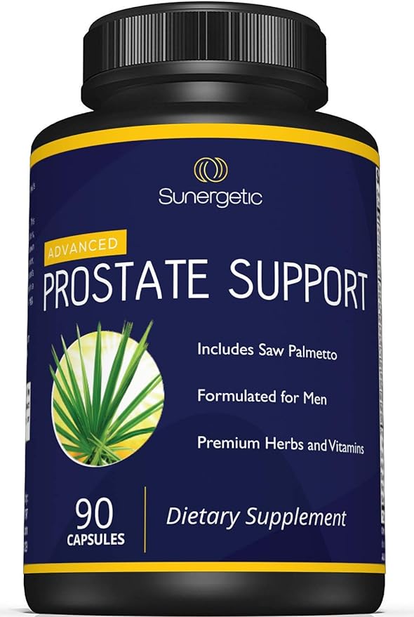 Sunergetic Premium Prostate Supplement – Powerful Prostate Support Capsules – Includes Saw Palmetto Extract & 30 Herbs for Prostate Health Support – 90 Capsules