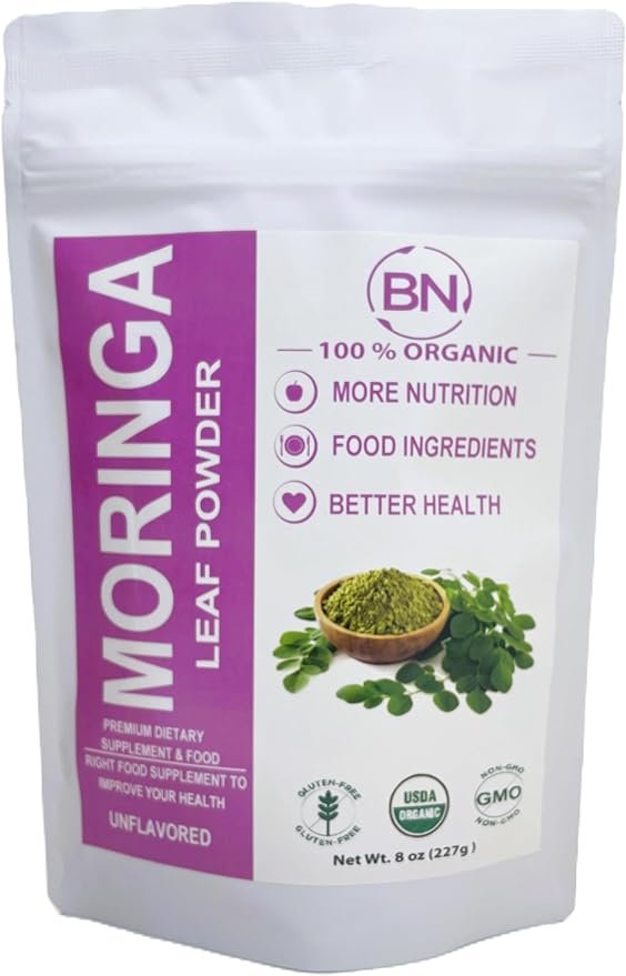 Moringa Leaf Powder Organic 32 Servings 8oz/225g / 7g Serving Green superfood. Food for The Modern Life. Amino acids.Live enzymes. Chlorophyll, Kosher,