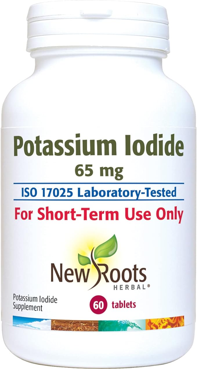 New Roots Herbal Potassium Iodide 65 mg KI Supplement | 60 Tablets for Thyroid Support | Iodine - YODO Naciente