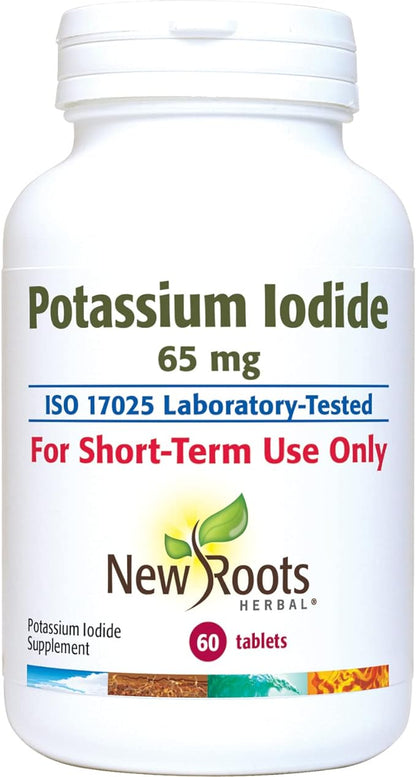 New Roots Herbal Potassium Iodide 65 mg KI Supplement | 60 Tablets for Thyroid Support | Iodine - YODO Naciente