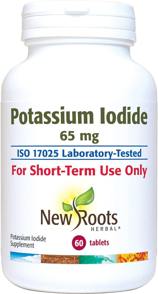 New Roots Herbal Potassium Iodide 65 mg KI Supplement | 60 Tablets for Thyroid Support | Iodine - YODO Naciente