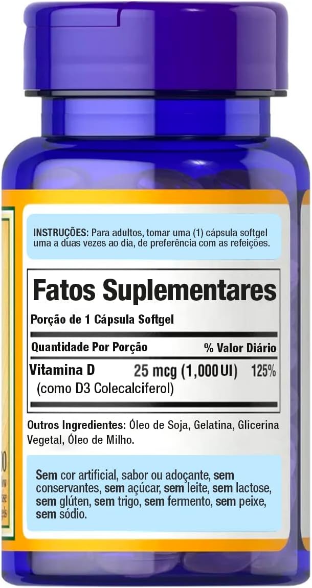 Puritan's Pride Vitamin D3 1000 Iu Softgels, 100 Count