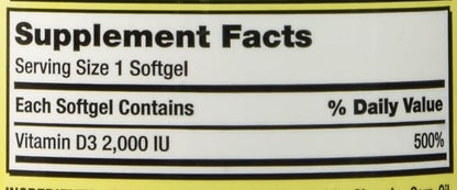 Kirkland Extra Strength Vitamin D-3 2000 IU 600 Soft Gels