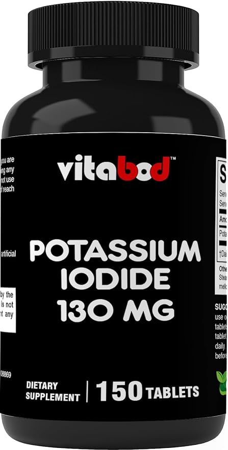 Potassium Iodide Dietary Supplement 130 mg per Serving - 150 Tablets (2 Bottles)