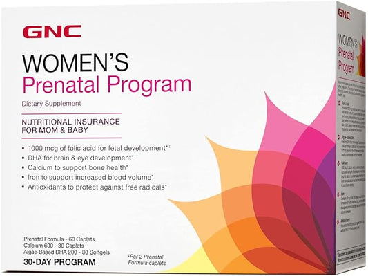 GNC Women's Prenatal Program | Daily Supplement System | Supports Healthy Development for Your Baby with Zinc & Iron for Fetal Needs | Targeted Prenatal and Pregnancy Essentials | 30 Packs