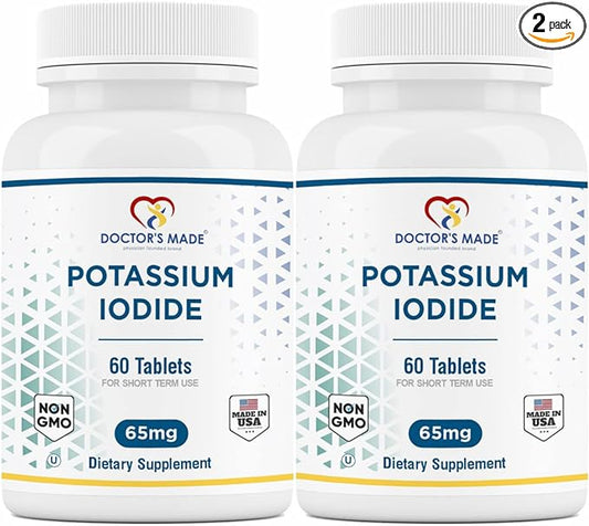 Doctor’s Made Potassium Iodide 65 mg 60 Tablets Thyroid Supplements Kosher Exp Date 04/2025 Pack of 2