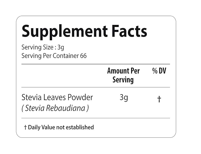 Stevia Leaf Powder (Stevia Rebaudiana) - Unprocessed Stevia Sugar ǀ Natural Alternative to Processed Sugar ǀ (7 Oz / 200g) By Bixa Botanical