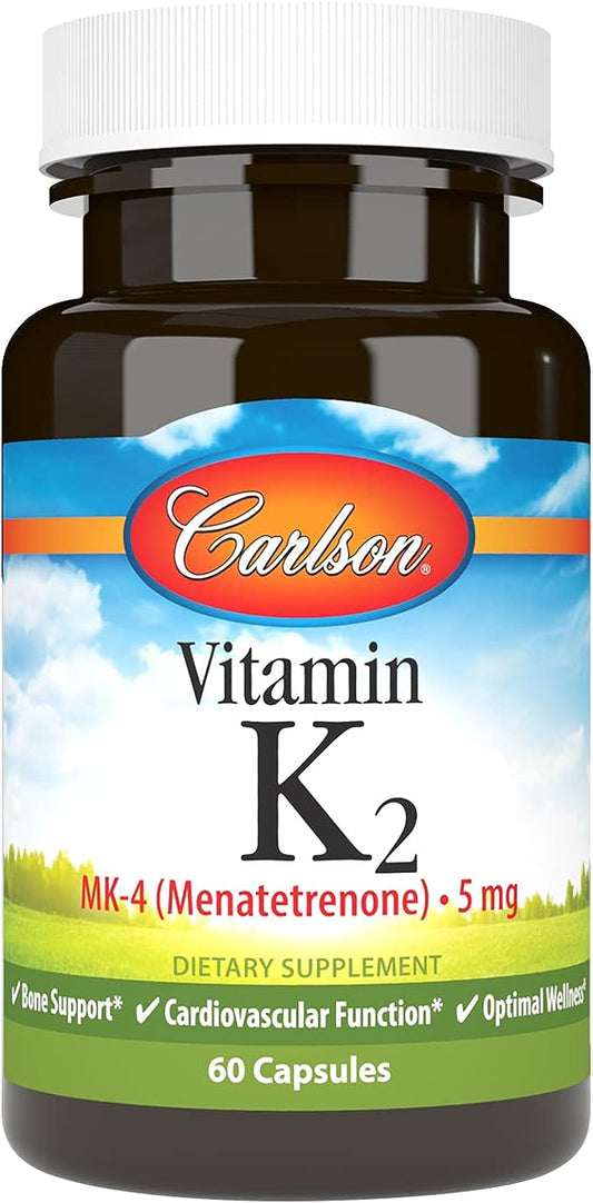 Carlson - Vitamin K2, MK-4 (Menatetrenone), Vitamin K Supplement, Bone & Heart Health, K2 Vitamin, Soy-free, 60 capsules