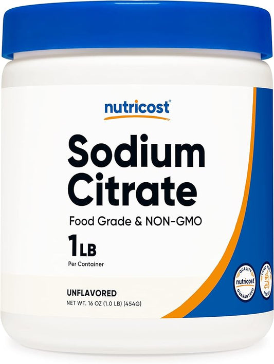 Nutricost Sodium Citrate Powder 1LB (16oz) - Food Grade, Non-GMO - Emulsifier, Natural Flavor Enhancer, Food Preservant