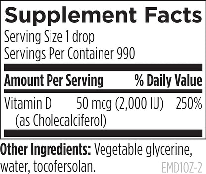 Designs for Health 2000 IU Vitamin D Drops - Hi-Po Emulsi-D3 Emulsified VIT D3, Highly Concentrated Liquid Vitamin D3 Drops - Bone Health + Immune Support - 2000 IU Per Drop (1000 Servings / 1 Ounce)