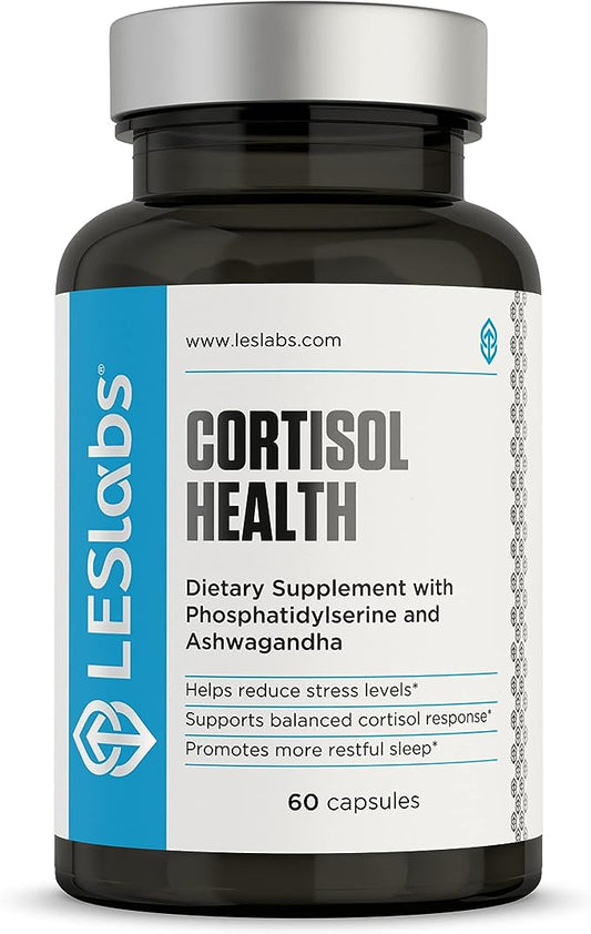 LES Labs Cortisol Health – Stress Relief, Balanced Cortisol Response, Relaxation & Deep Sleep – Phosphatidylserine, Magnesium, Magnolia Bark, Rhodiola Rosea & Ashwagandha – Non-GMO – 60 Capsules