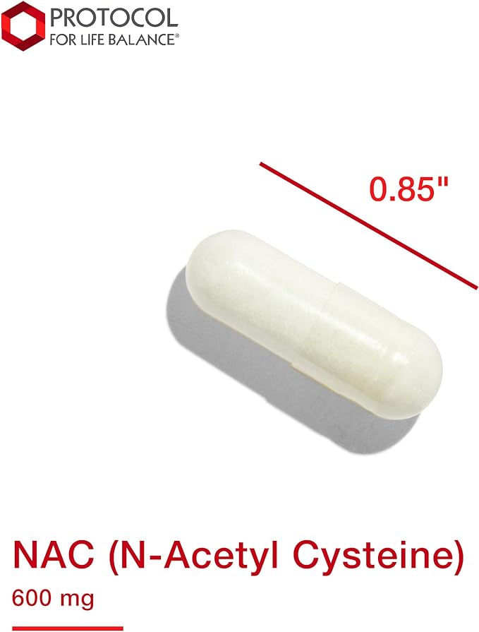 Protocol NAC 600mg - N-Acetyl-Cysteine with Molybdenum & Selenium - For Glutathione Synthesis, Cellular & Lung Health* - Amino Acid Supplement - Made Without Gluten, Dairy-Free, Non-GMO - 100 Veg Caps