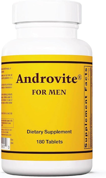 Androvite for Men - Magnesium Supplement for Men 500mg, Multimineral Supplement, Multivitamin Supplement, Vitamin C, Vitamin D3, Calcium-Free - 180 Count