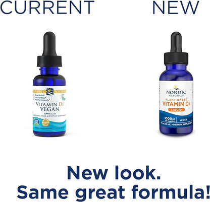 Nordic Naturals Plant-Based Vitamin D3 Liquid - 1 oz - 1000 IU Vitamin D3 - Healthy Bones, Mood & Immune System Function - Non-GMO, Vegan - 60 Servings