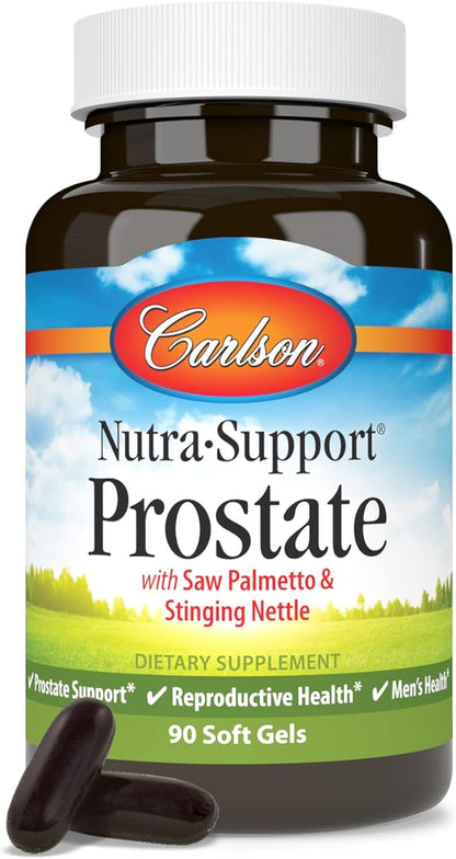 Carlson - Nutra-Support Prostate, with Saw Palmetto & Stinging Nettle, Prostate Support, Reproductive Health & Men's Health, 90 Softgels