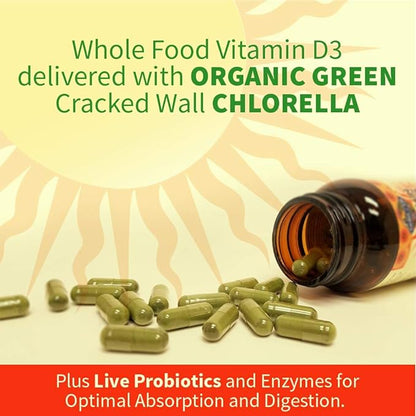 Garden of Life Vitamin D, Vitamin Code Raw D3, Vitamin D 5,000 IU, Raw Whole Food Vitamin D Supplements with Chlorella, Fruit, Veggies & Probiotics for Bone & Immune Health. 60 Vegetarian Capsules