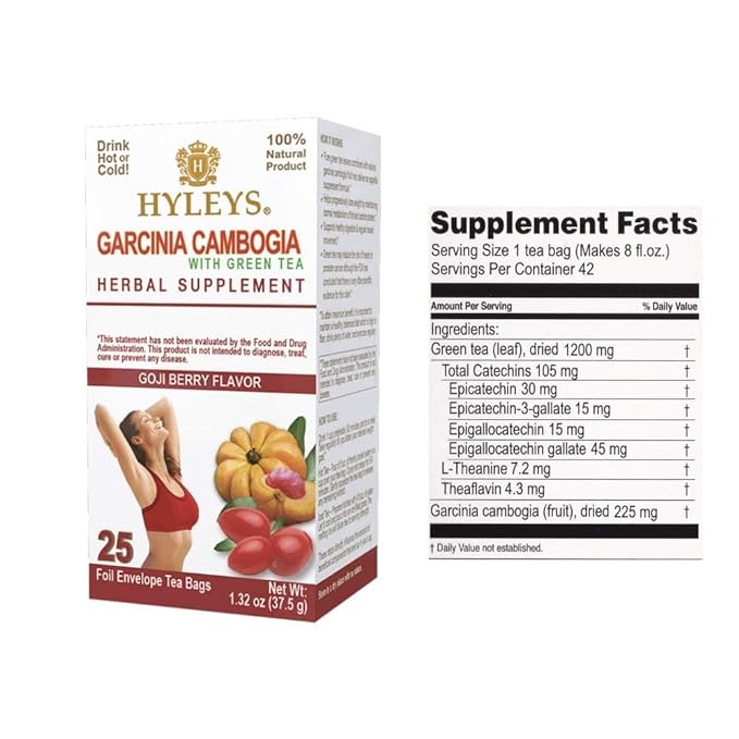 HYLEYS Tea Garcinia Cambogia Green Tea with Goji Berry Flavor - 25 Tea Bags