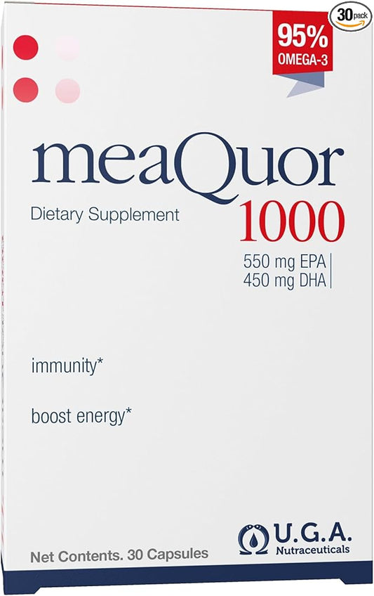 MEAQUOR 1000 – 30 Capsules – 1000mg of EPA and DHA Omega-3 per Capsule – 5-Star IFOS Certified