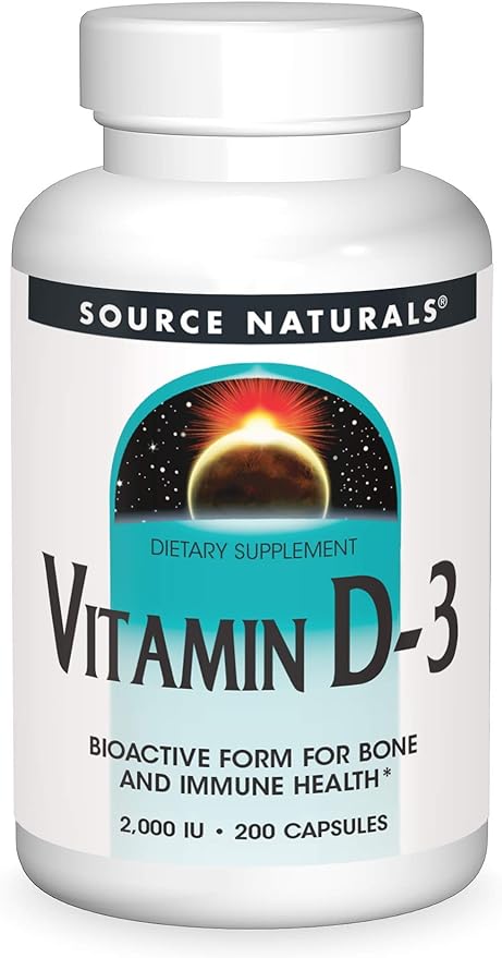 Source Naturals Vitamin D-3, Bioactive Form for Bone & Immune Health*, 2000 IU - 200 Capsules