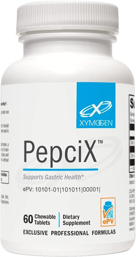 XYMOGEN PepciX - Zinc Supplements - Zinc L Carnosine Supplement to Support Gut Health and Digestive Health - Acid Reflux Medicine + Gut Support (60 Tablets)