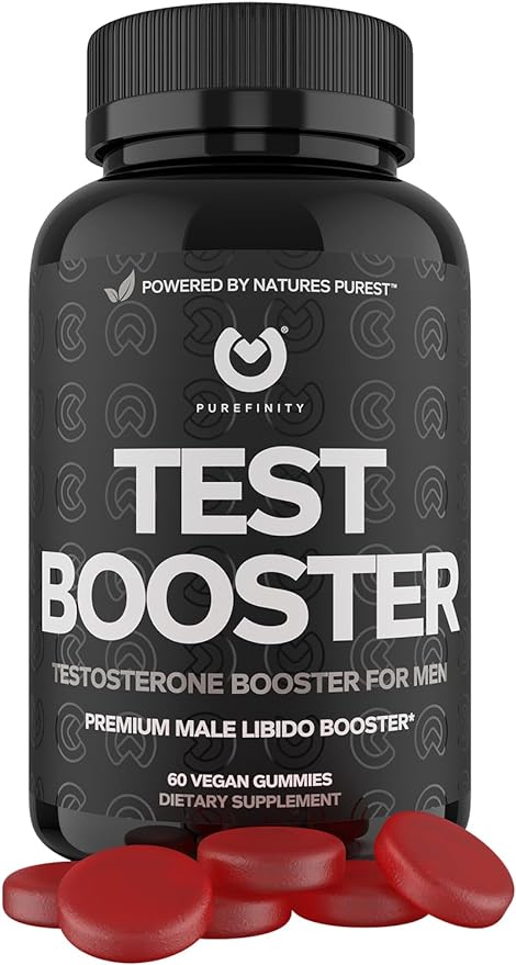 Testosterone Booster for Men – Male Performance Supplement with Horny Goat Weed for Men, L-Arginine, Maca Root, Saw Palmetto & Tribulus – Boost Vitality, Strength & Energy - 60 Gummies