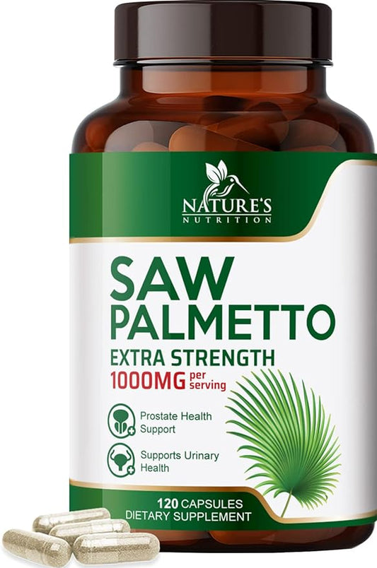 Saw Palmetto Extract Prostate Supplement - 1000 MG Saw Palmetto Supplement, Nature's Prostate Support Supplement for Men Health Support, Men's Prostate Urinary Health Support Supplement - 120 Capsules