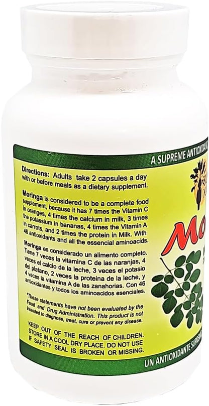 Moringa Dietary Supplement. Immune System Aid. 120 Capsules