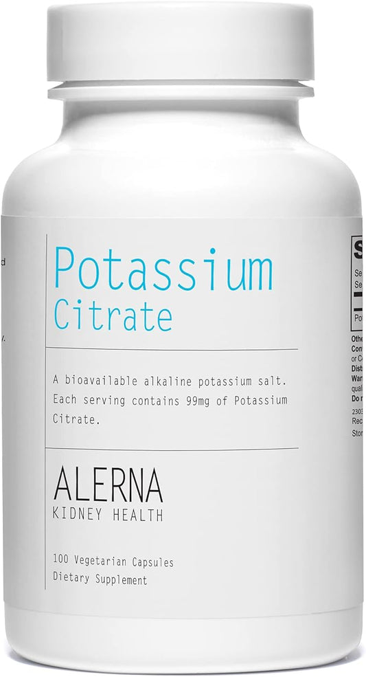 Potassium Citrate 99 mg - Supports Electrolyte Balance and Normal pH - Essential Mineral - 100 Vegetarian Capsules