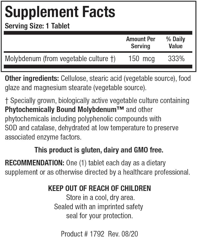 Biotics Research MoZyme Forte Molybdenum 15 mcg, Liver Support, Detoxification, Essential Trace Element, Healthy Metabolism, Antioxidant Support 1 Tablets