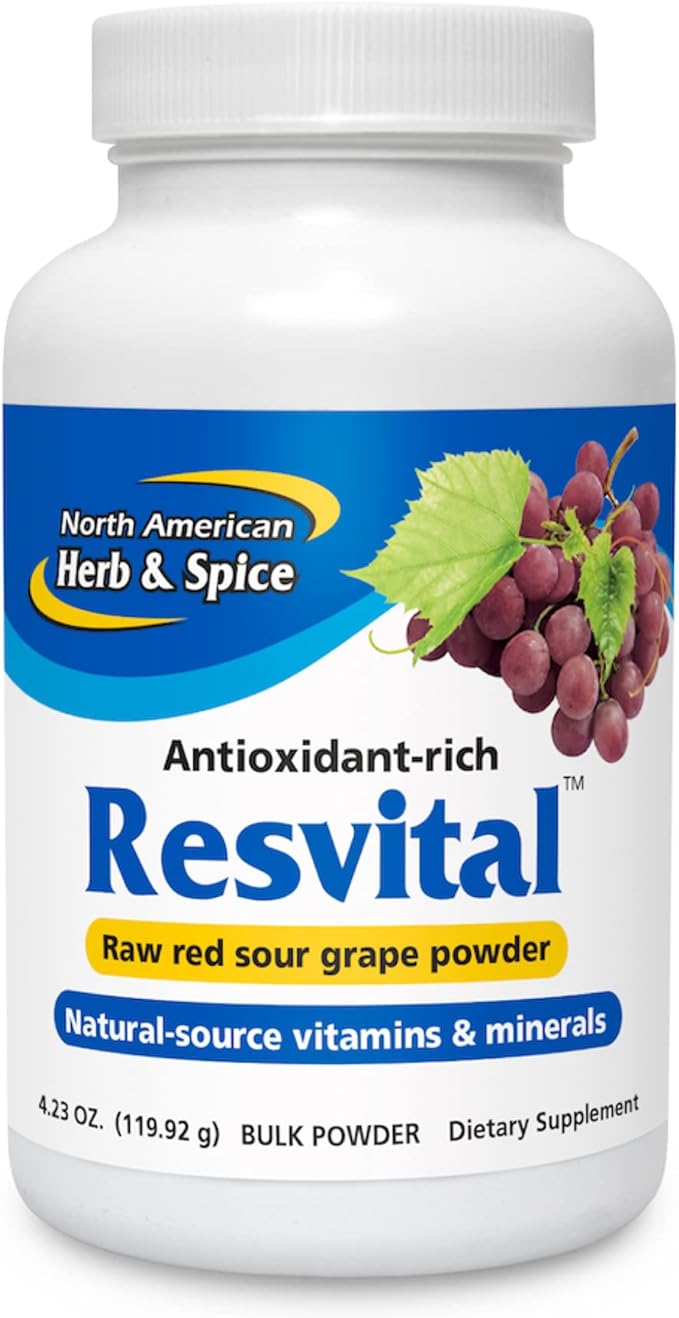 NORTH AMERICAN HERB & SPICE Resvital - 4.23 oz - Raw Red Sour Grape Powder - Source of Antioxidants, Resveratrol, Chromium, Vitamins & Minerals - Non-GMO - 24 Servings