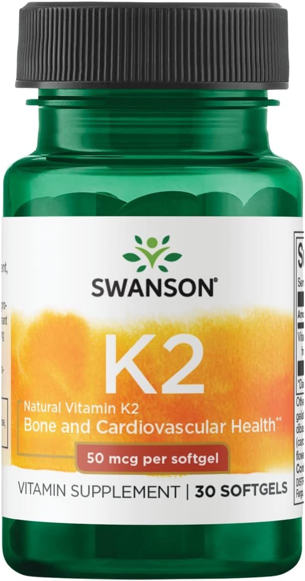 Swanson Natural Vitamin K2 (Menaquinone-7 from Natto) 50 mcg 30 Sgels