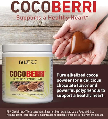 CocoBerri - Mixed of Alkalized Cocoa Powder and Resveratrol-Rich Berries - Supports a Healthy Heart, Reduce Oxidative Stress, Antioxidants (30 Servings)