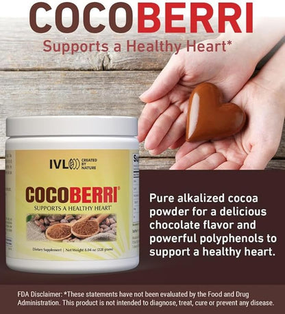 CocoBerri - Mixed of Alkalized Cocoa Powder and Resveratrol-Rich Berries - Supports a Healthy Heart, Reduce Oxidative Stress, Antioxidants (30 Servings)