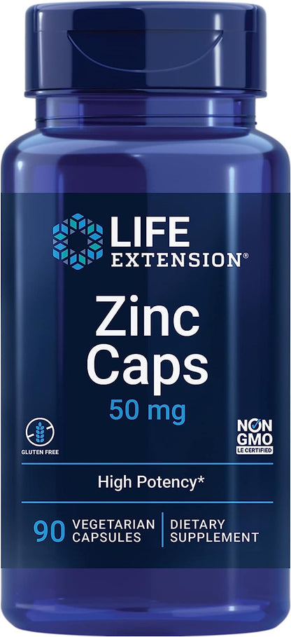 Life Extension Pregnenolone Hormone Balance 100mg, Zinc Immune Support 50mg - 90 Vegetarian Capsules